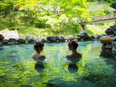 混浴露天風呂大沢の湯　初夏の爽やかな風と景色をお楽しみください