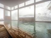 ■八右衛門の湯【内湯（冬）】内湯からも雪景色がご覧いただけます