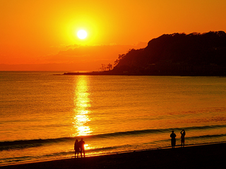 由比ガ浜　夕日