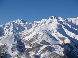 岩岳から見た八方尾根スキー場の上部エリア